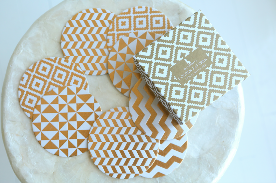 Reyn Paper Co. Golden Pattern Coaster Gift Set - VelvetCrate