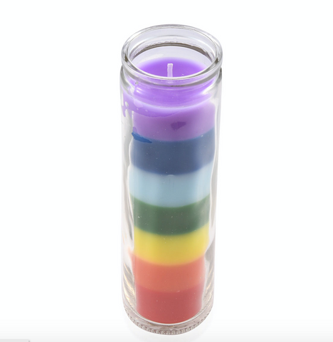 Seven Chakra Rainbow Wax Glass Candle