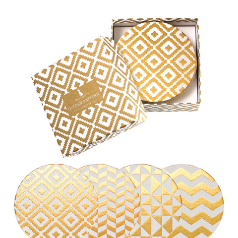 Reyn Paper Co. Golden Pattern Coaster Gift Set - VelvetCrate
